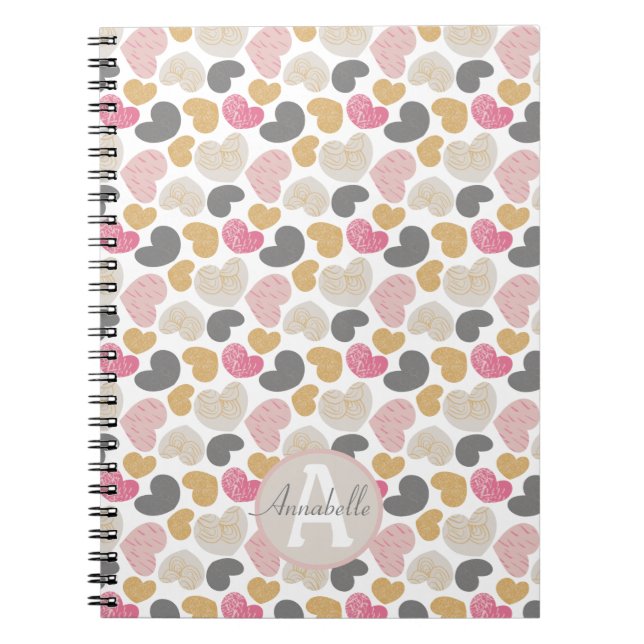 Cute Hearts Pastel Färg Monogram Namn Anteckningsbok (Framsidan)