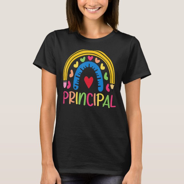 Cute Hearts Principal Inspire Boho Rainbow appreci T Shirt (Framsida)