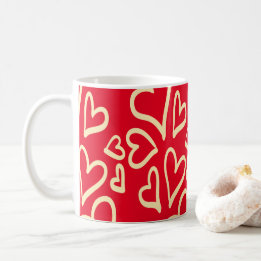 Cute Hearts Red Valentine Day Kaffemugg