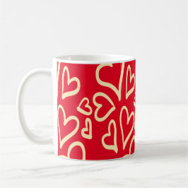 Cute Hearts Red Valentine Day Kaffemugg