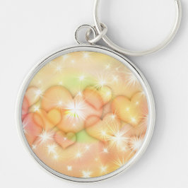 Cute Hearts Rund Silverfärgad Nyckelring