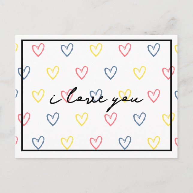 Cute Hearts Stil 1 Vykort (Framsida)