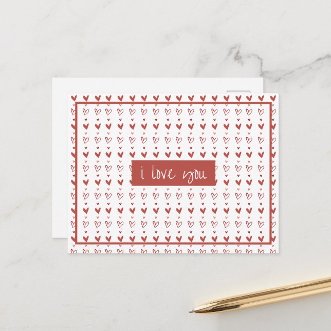 Cute Hearts Stil 3 Vykort (Fram/Back In Situ)