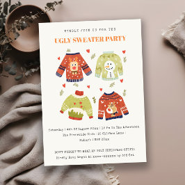 Cute Hearts Ugly Sweater jul Party Inbjudan
