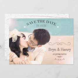 Cute Hearts Vågigt Curvy Swirls Photo Save Date Inbjudningar