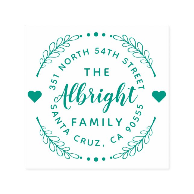 Cute Hearts & WAN Family Returadress Namn Självfärgande Stämpel (Design)