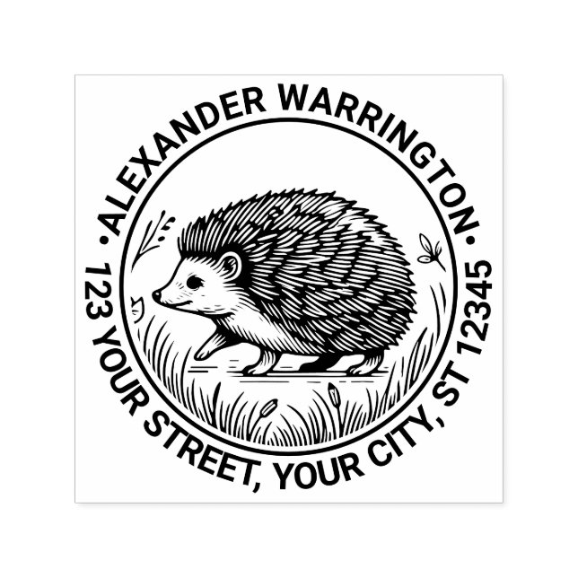 Cute Hedgehog #2 Namn Returadress Självfärgande Stämpel (Design)