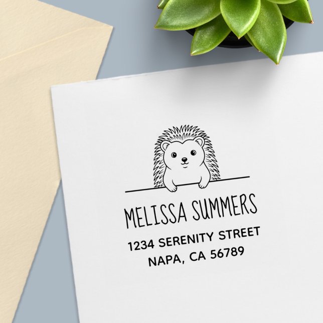 Cute Hedgehog Address Självfärgande Stämpel (Skapare uppladdad)