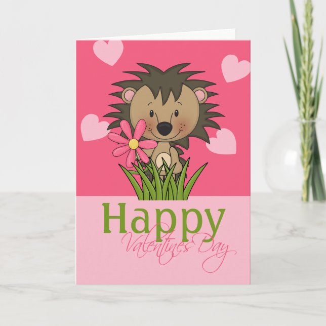Cute Hedgehog, Alla hjärtans dag Helgkort (Framsida)