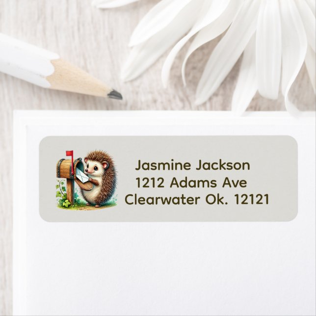 Cute hedgehog älskare-post returadress etikett (Insitu)
