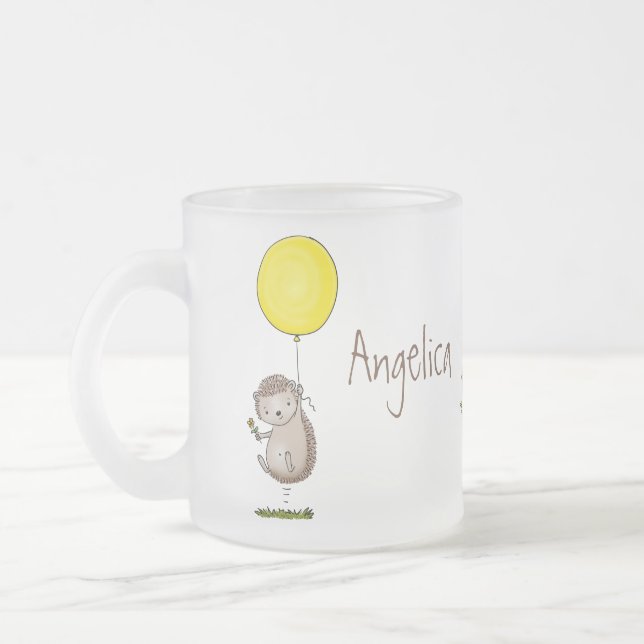Cute hedgehog and balloon tecknad mönster frostad glasmugg (Vänster)