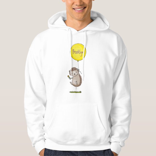 Cute hedgehog and balloon tecknad mönster hoodie (Framsida)