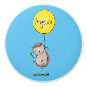 Cute hedgehog and balloon tecknad mönster knopp