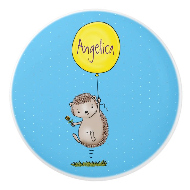 Cute hedgehog and balloon tecknad mönster knopp (Framsidan)