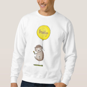 Cute hedgehog and balloon tecknad mönster lång ärmad tröja