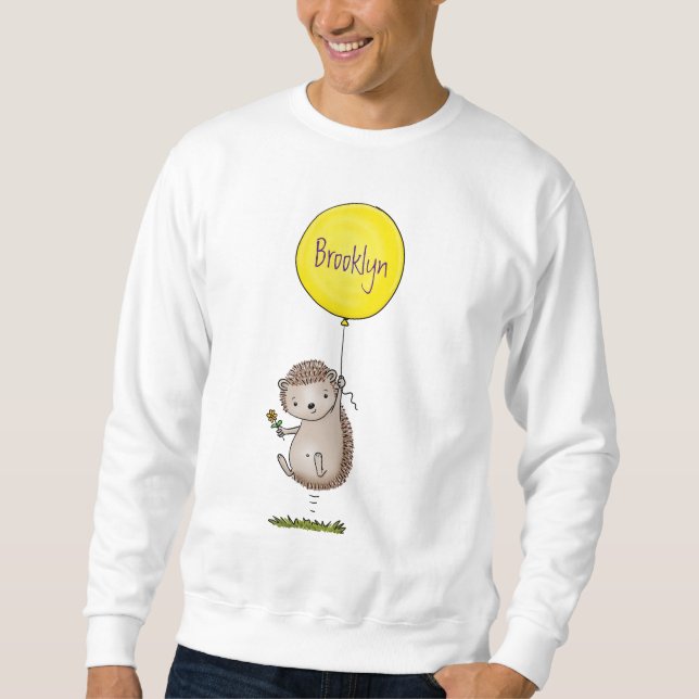 Cute hedgehog and balloon tecknad mönster lång ärmad tröja (Framsida)