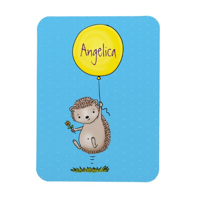 Cute hedgehog and balloon tecknad mönster magnet (Vertikal)