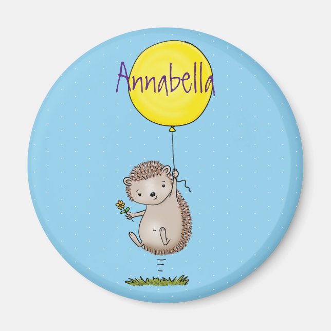 Cute hedgehog and balloon tecknad mönster magnet (Framsidan)