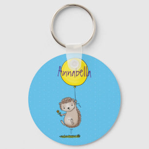 Cute hedgehog and balloon tecknad mönster nyckelring