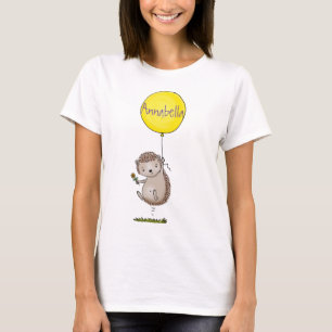 Cute hedgehog and balloon tecknad mönster t shirt