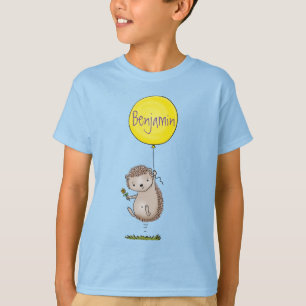 Cute hedgehog and balloon tecknad mönster t shirt