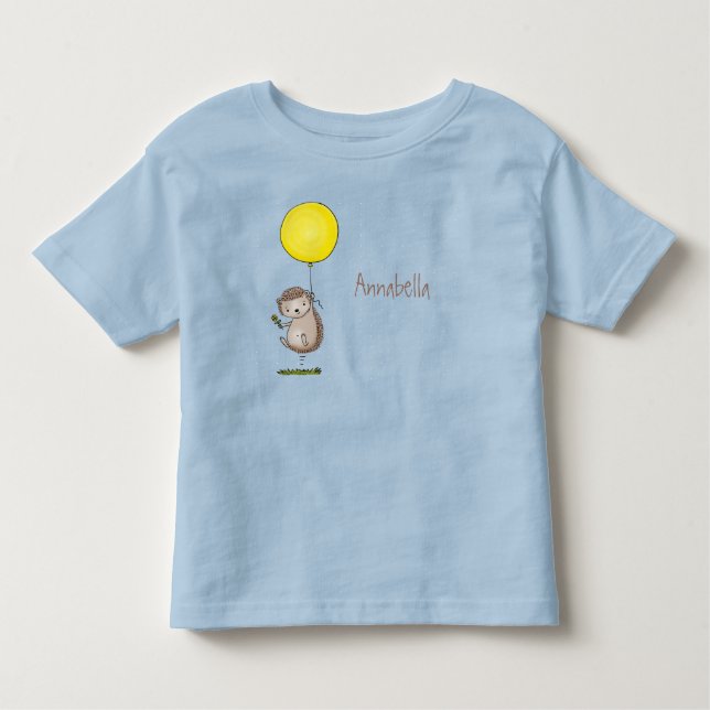 Cute hedgehog and balloon tecknad mönster t shirt (Framsida)