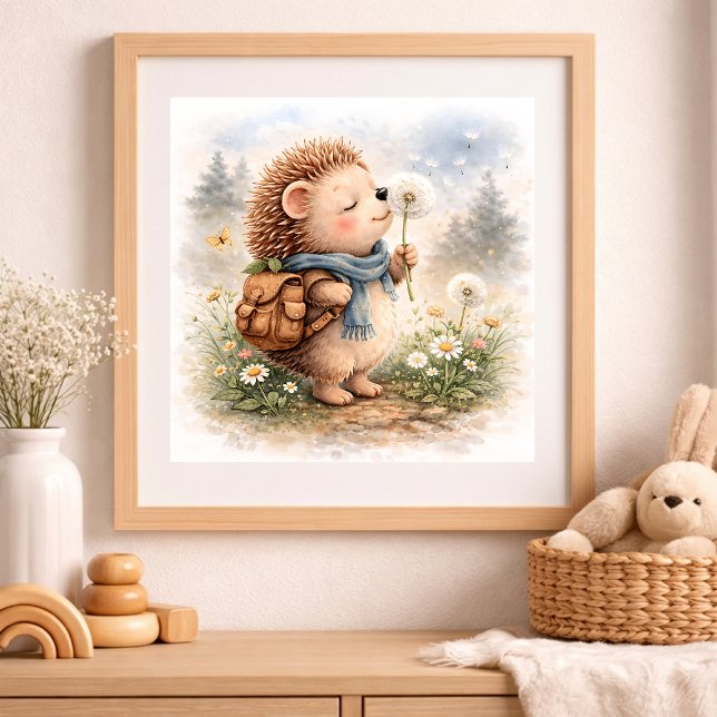 Cute Hedgehog And Dandellion Kids  Poster (Skapare uppladdad)