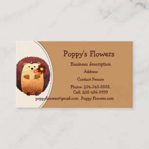 Cute Hedgehog Animal Flower Florist Plants Visitkort