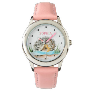 Cute Hedgehog Animal Girly Kids Rosa Armbandsur