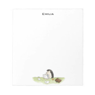 Cute Hedgehog Animal med Computer Färg Notebook Anteckningsblock