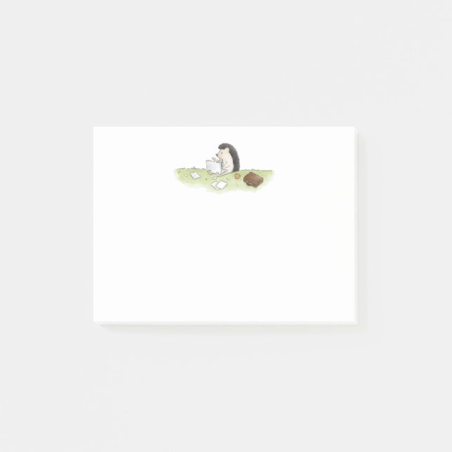 Cute Hedgehog Animal med Computer Färg Post-it Block (Framsida)