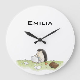 Cute Hedgehog Animal med Computer Färg Stor Klocka