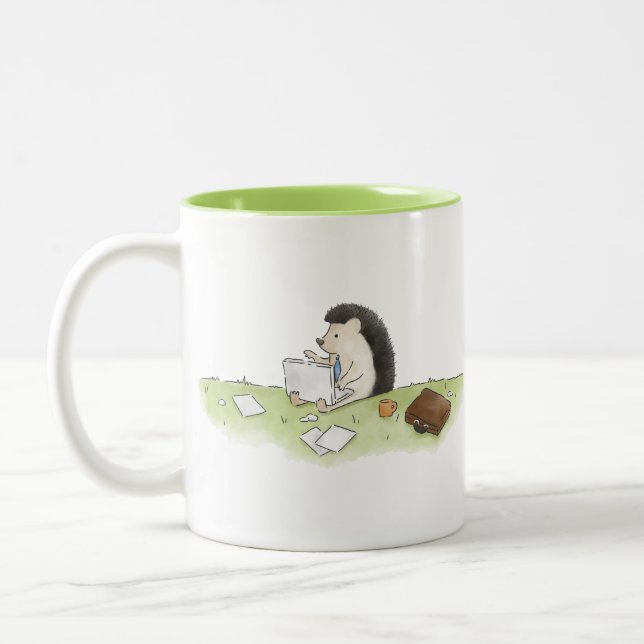 Cute Hedgehog Animal med Dubbla-sid Två-Tonad Mugg (Vänster)