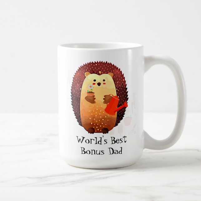 Cute Hedgehog Animal World's Best Bonus Pappa Kaffemugg (Höger)