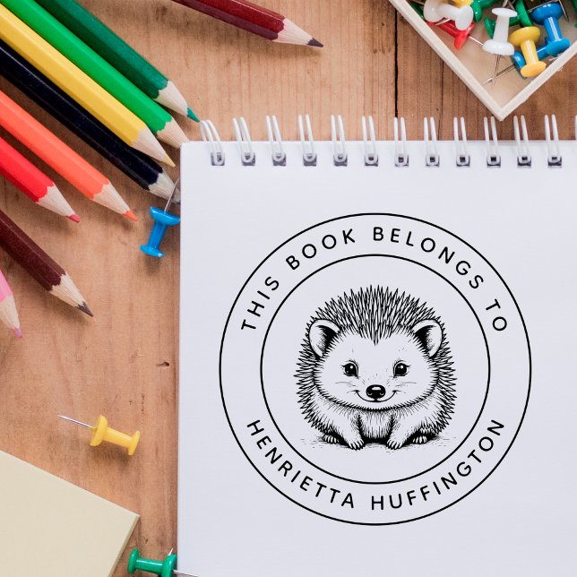 Cute Hedgehog Baby Tillhören i Bok till Barn Namn Självfärgande Stämpel (Skapare uppladdad)