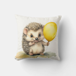 Cute Hedgehog Balloon Gender Neutral Personlig Kudde