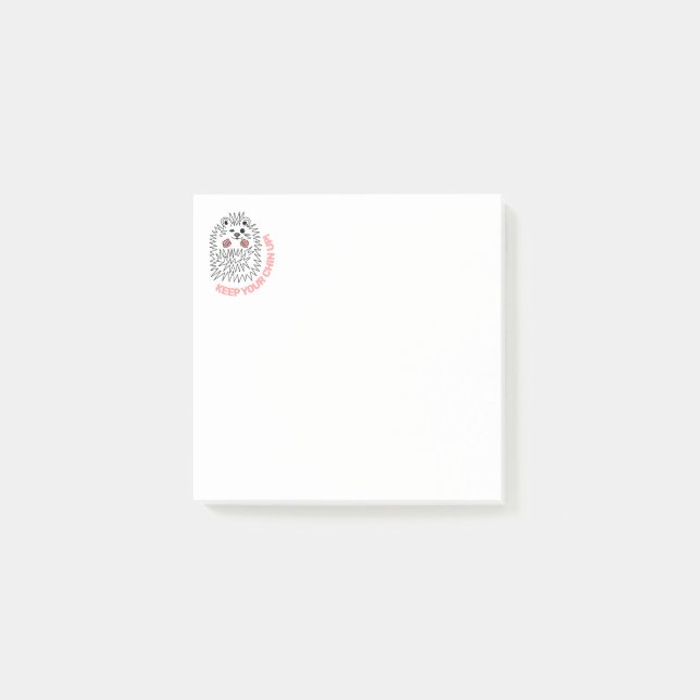 Cute Hedgehog. Behålla upp ditt chin! Post-it Block (Framsida)