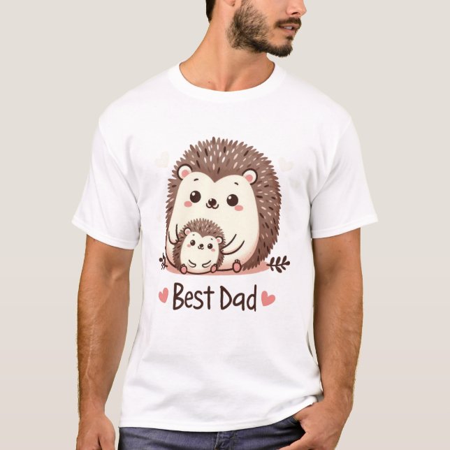 Cute Hedgehog Best Pappa Far's Day Gift T Shirt (Framsida)