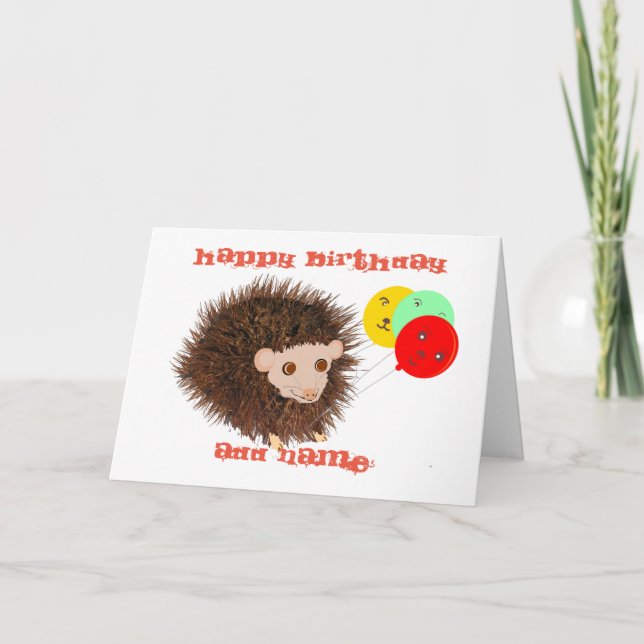 Cute hedgehog Birthday add namn Kort (Framsida)