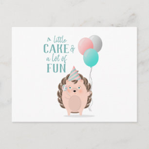 Cute Hedgehog Birthday Inbjudan Vykort