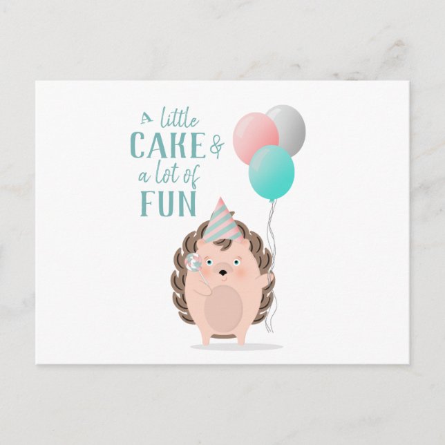 Cute Hedgehog Birthday Inbjudan Vykort (Framsida)