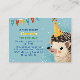 Cute Hedgehog Birthday Party Invitation Tilläggskort