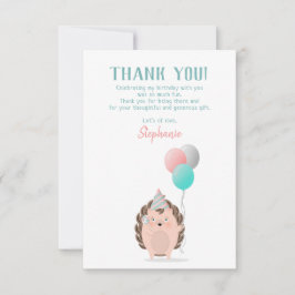 Cute Hedgehog Birthday Tack Inbjudningar