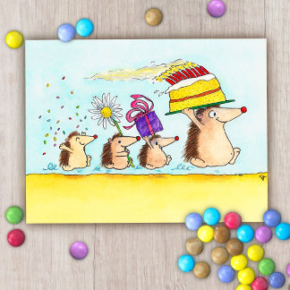 Cute Hedgehog Birthday-vykort Vykort