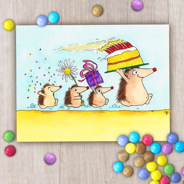 Cute Hedgehog Birthday-vykort Vykort (Skapare uppladdad)