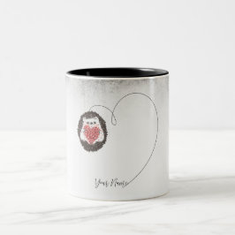 Cute Hedgehog Black White Heart Två-Tonad Mugg