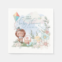 Cute Hedgehog Blommigt Nature Boy Shower Picnic Pappersservett