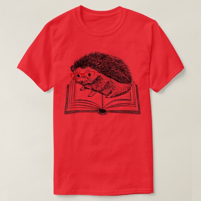 Cute Hedgehog Bok Nerd Funny Readers T Shirt (Design framsida)