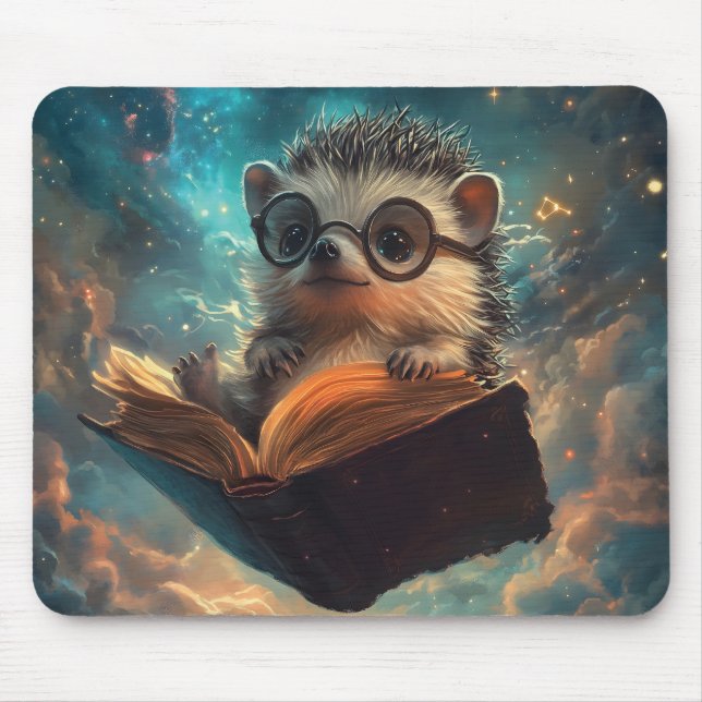 Cute Hedgehog Bookworm i en Galaxy of Stories Musmatta (Framsidan)
