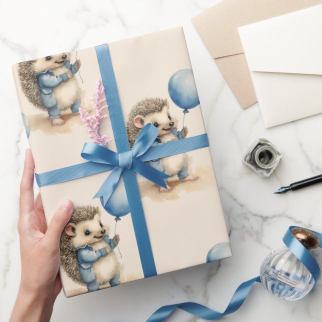 Cute Hedgehog Boy Birthday Presentpapper (Gifting)